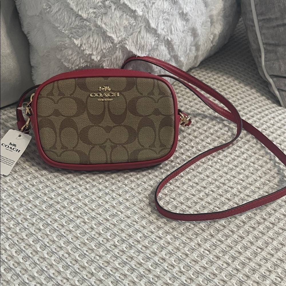 Coach Crossbody Bag - Tan and Red